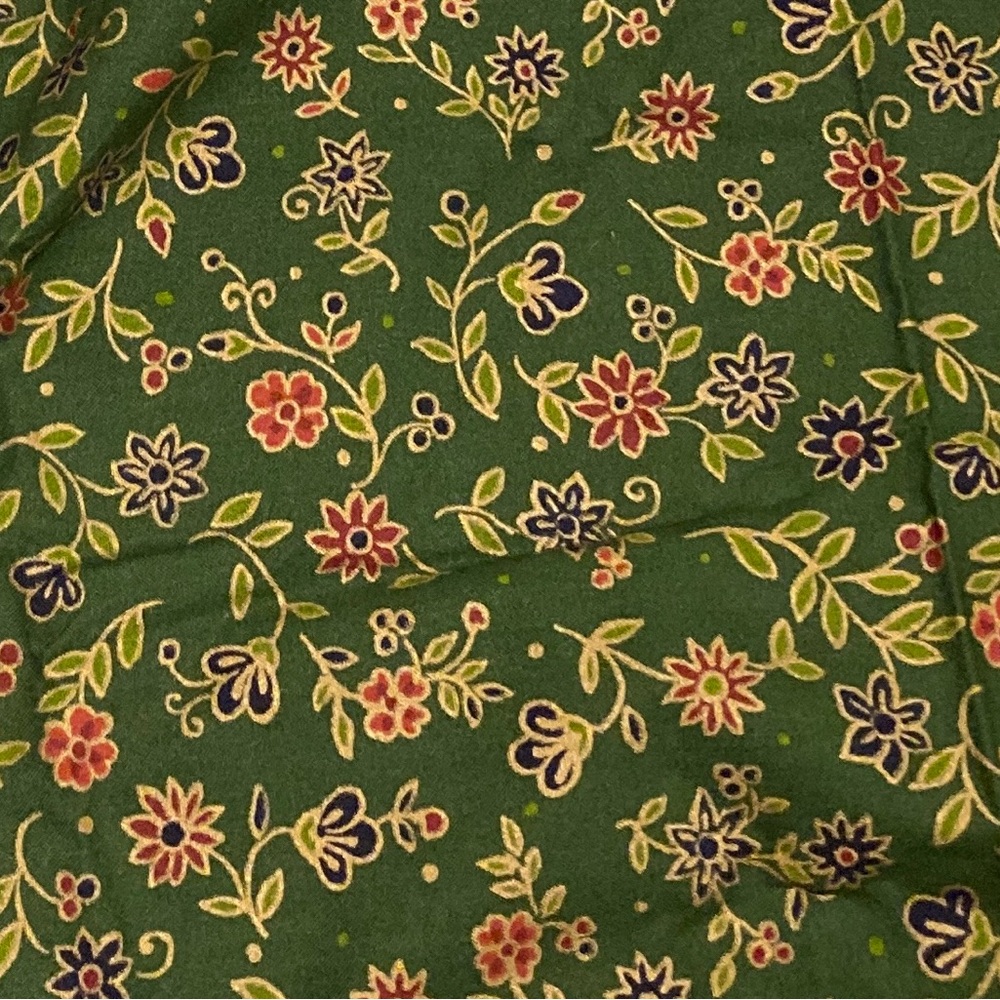 Concord Fabrics Happy Flowers Floral on Green Cotton Fabric - Remnant.  36”